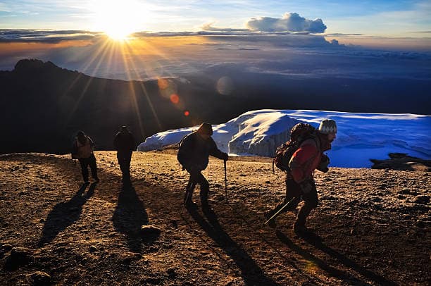 Kilimanjaro porters at sunrise